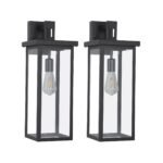1 Set Farmhouse 1-Light Outdoor Wall Sconce – Black Exterior Lantern for Porch or Front Door