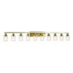 10 Light Gold Bathroom Vanity Light Fixture, Modern Wall Sconce with Clear Glass