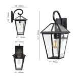 2 Pack Outdoor Wall Sconce – Black Porch Lantern Waterproof Lighting Fixture with Clear Glass