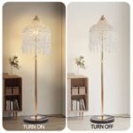 3-Light Crystal Floor Lamp – Elegant Waterfall Bead Design with Gold Finish - Image 4