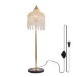 3-Light Crystal Floor Lamp – Elegant Waterfall Bead Design with Gold Finish