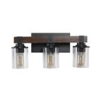 3 Light Vanity Light, Modern Matte Black Bathroom Wall Fixture with Clear Glass Shades