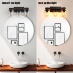 3 Light Vanity Light, Modern Matte Black Bathroom Wall Fixture with Clear Glass Shades - Image 3