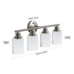 4-Light Brushed Nickel Vanity Sconce – Modern Bathroom Wall Lamp with Frosted Glass - Image 7