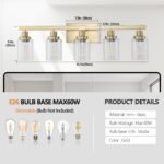 5 Light Luxury Gold Vanity Light – Modern Contemporary Bathroom Lighting Fixture - Image 6