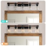 5 Light Vanity Light, Rustic Farmhouse Bathroom Wall Lamp With Clear Glass - Image 3