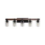 5 Light Vanity Light, Rustic Farmhouse Bathroom Wall Lamp With Clear Glass