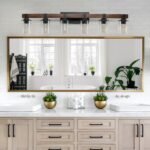 6 Light Vanity Light, Modern Farmhouse Rustic Bathroom Wall Fixture In Brown Finish - Image 3