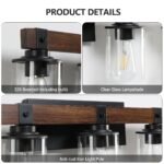 6 Light Vanity Light, Modern Farmhouse Rustic Bathroom Wall Fixture In Brown Finish - Image 5