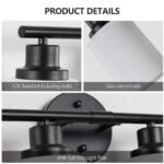 6-Light Vanity Light – Modern Black Bathroom Wall Fixture with Frosted Glass Shades - Image 6