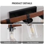 7 Light Bathroom Vanity Lights, Rustic Wood And Metal Bathroom Wall Fixture For Farmhouse Decor - Image 5