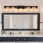 7 Light Bathroom Vanity Lights, Rustic Wood And Metal Bathroom Wall Fixture For Farmhouse Decor - Image 2