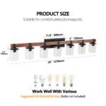 7 Light Bathroom Vanity Lights, Rustic Wood And Metal Bathroom Wall Fixture For Farmhouse Decor - Image 6