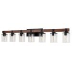 7 Light Bathroom Vanity Lights, Rustic Wood And Metal Bathroom Wall Fixture For Farmhouse Decor