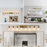 8 Light Gold Vanity Light, Contemporary Bathroom Wall Sconce with Glass Shades - Image 3
