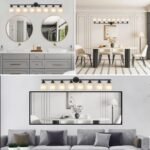 8-Light Vanity Wall Light – Matte Black Bathroom Fixture with Frosted Glass Shades - Image 2