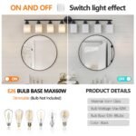 8-Light Vanity Wall Light – Matte Black Bathroom Fixture with Frosted Glass Shades - Image 4