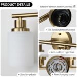 Bathroom Vanity Light – 5-Light Brushed Gold Wall Sconce with Frosted Glass Shades - Image 6