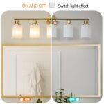 Bathroom Vanity Light – 5-Light Brushed Gold Wall Sconce with Frosted Glass Shades - Image 5