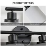 Black 5-Light Vanity Light Fixture with Milky White Glass Shades for Bathroom Mirror - Image 4