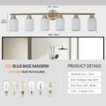Brushed Gold 6-Light Vanity Wall Sconce with Frosted Glass for Bathroom or Hallway - Image 7