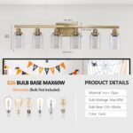 Brushed Gold Vanity Light, Contemporary Bathroom Fixture with 6 Lights - Image 6