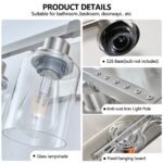 Chrome Vanity Light – Modern Bathroom Wall Fixture with Clear Glass Shades - Image 5
