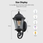 Classic Retro Outdoor Wall Sconce – Black Waterproof Exterior Light with Sensor
