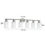 Contemporary 6-Light Vanity Light, Brushed Nickel Finish with Frosted Glass Shades - Image 7