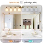 Contemporary 8-Light Vanity Light, Brushed Gold Finish with Frosted Glass - Image 5