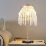 Crystal Table Lamp, 19-Inch Vintage Waterfall Style with Marble Base for Bedroom or Living Room - Image 2