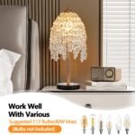 Crystal Table Lamp, 19" Vintage Waterfall Design with Teardrop Beads and Marble Base - Image 4
