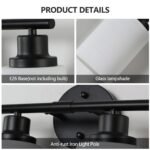 Matte Black 4-Light Vanity Light – Modern Bathroom Wall Lamp with Frosted Glass - Image 5