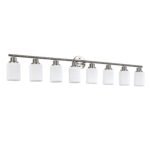 Modern 8-Light Vanity Light, Brushed Nickel Finish with Frosted Glass for Bathroom Mirror