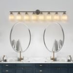 Modern 8-Light Vanity Light, Brushed Nickel Finish with Frosted Glass for Bathroom Mirror - Image 3