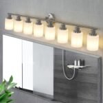 Modern 8-Light Vanity Light, Brushed Nickel Finish with Frosted Glass for Bathroom Mirror - Image 2
