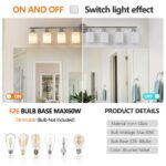 Modern 8-Light Vanity Light, Brushed Nickel Finish with Frosted Glass for Bathroom Mirror - Image 5
