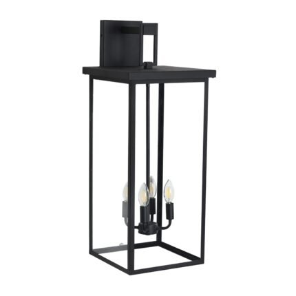 Outdoor Wall Sconce – 29.5 Black 4-Light Waterproof Lighting Fixture with Clear Glass