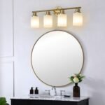 Over Mirror Vanity Light – 4-Light Brushed Gold Bathroom Wall Fixture - Image 3