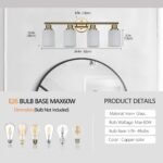 Over Mirror Vanity Light – 4-Light Brushed Gold Bathroom Wall Fixture - Image 7
