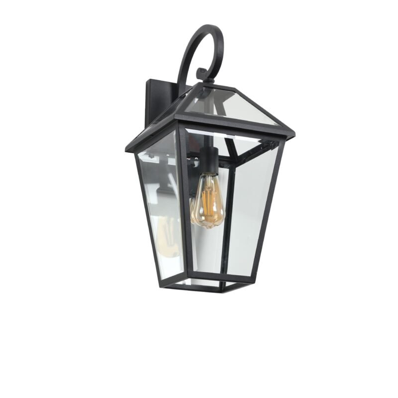 Retro Style Outdoor Wall Light - Black Lantern Farmhouse Exterior Wall Sconce