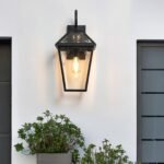 Retro Style Outdoor Wall Light - Black Lantern Farmhouse Exterior Wall Sconce