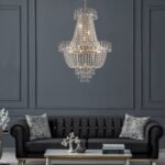 Luxury Gold Crystal Chandelier – 10-Light Large Modern K9 Crystal Pendant (22 Wide)