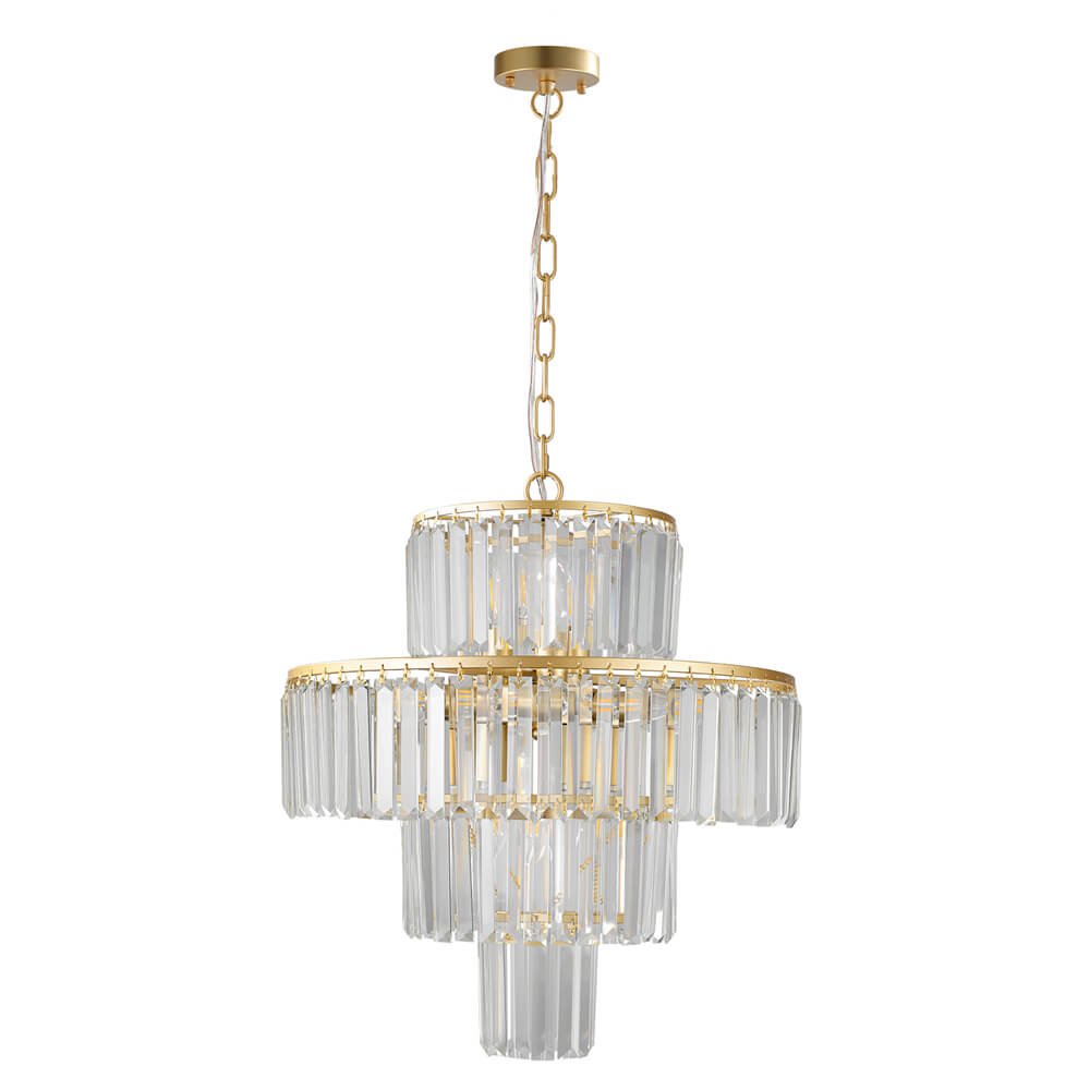 Luxury Gold Crystal Chandelier – 12-Light Round 4-Tier Pendant Light (10) Luxury Gold Crystal Chandelier – 12-Light Round 4-Tier Pendant Light