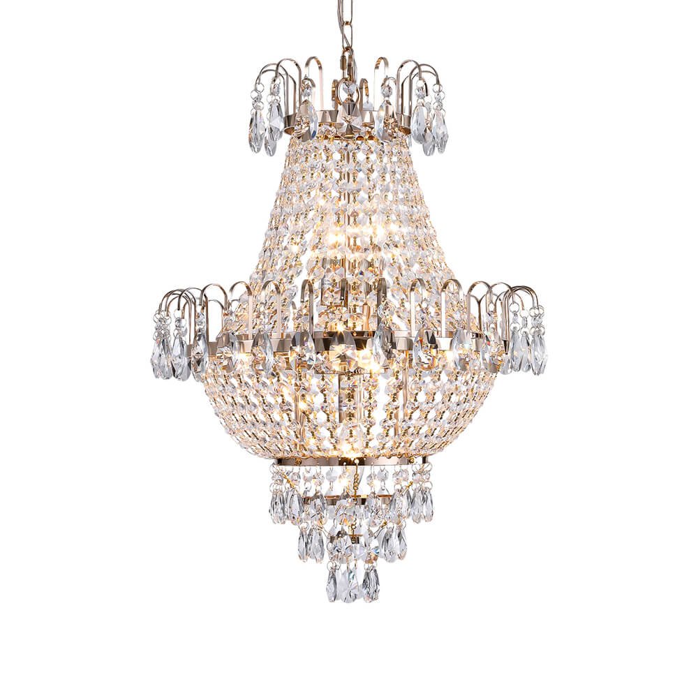 Luxury Gold Crystal Chandelier – 7-Light Modern Round K9 Crystal Pendant Light Fixture (17 Wide) (5) Luxury Gold Crystal Chandelier – 7-Light Modern Round K9 Crystal Pendant Light Fixture (17 Wide)