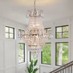 Luxury Gold Crystal Chandelier – 7-Light Modern Round K9 Crystal Pendant Light Fixture (17 Wide)