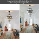 Modern 12-Light Black Crystal Chandelier – 4-Tier Round Luxury Pendant Light Fixture (20 Wide)