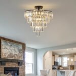 Sunpez 19.7 Modern 5-Tier K9 Crystal Chandeliers – 10-Light Luxury Flush Mount Ceiling Fixture