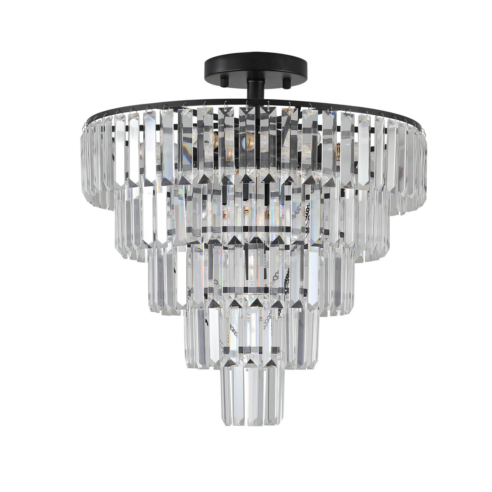 Sunpez 19.7 Modern 5-Tier K9 Crystal Chandeliers – 10-Light Luxury Flush Mount Ceiling Fixture (2) Sunpez 19.7 Modern 5-Tier K9 Crystal Chandeliers – 10-Light Luxury Flush Mount Ceiling Fixture