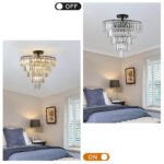 Sunpez 19.7 Modern 5-Tier K9 Crystal Chandeliers – 10-Light Luxury Flush Mount Ceiling Fixture